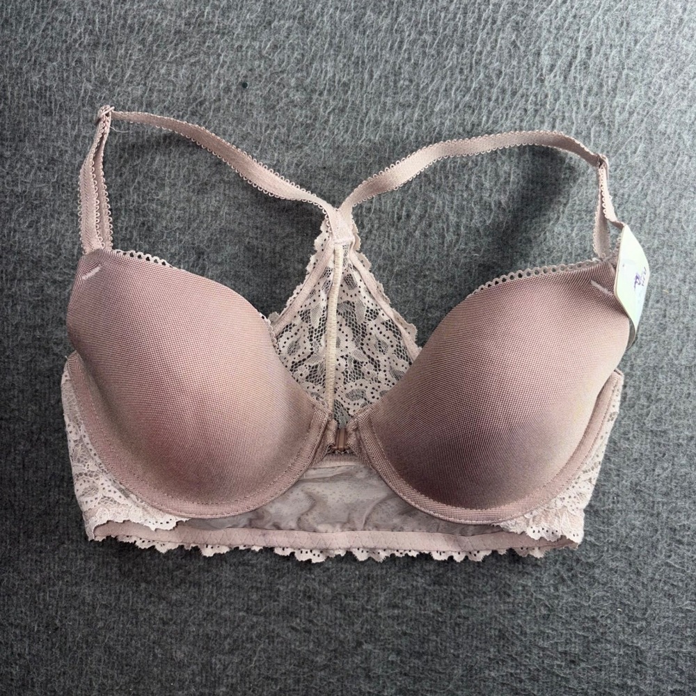 b.tempt'd by Wacoal Ciao Bella Lace Front Close T-Shirt Bra Mauve 34C 953332
